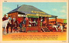 Judge Roy Bean Law West of the Pecos Holding Court Langtry Texas TX '48 Postcard