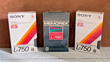 Lot of 3 L-750 BETA Video Tapes  2 SONY ES  1 MEMOREX  NEW SEALED 