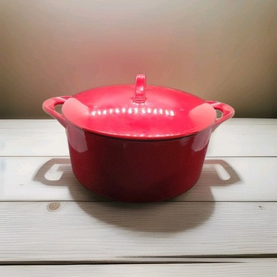 Giada De Laurentiis 6qt Dutch Oven Cast Iron Red Double Handles