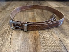 Vintage Justin Tooled Flower Belt Brown Leather Mens 40  517