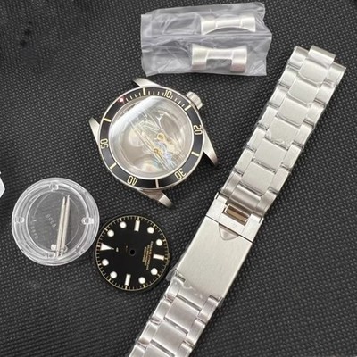 DIY SET for T u D O r 41MM 2824 watch case + dial + hands + Strap Sapphire