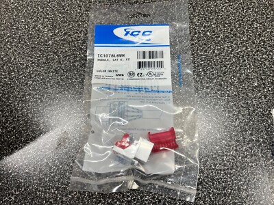 ICC Cat6 EZ Jack Module CAT6JACK-WH IC1078L6WH, White, Lot of 10