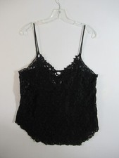 Vintage 90s Cinema Etoile Black Lace Chemise Women Medium Low-Cut