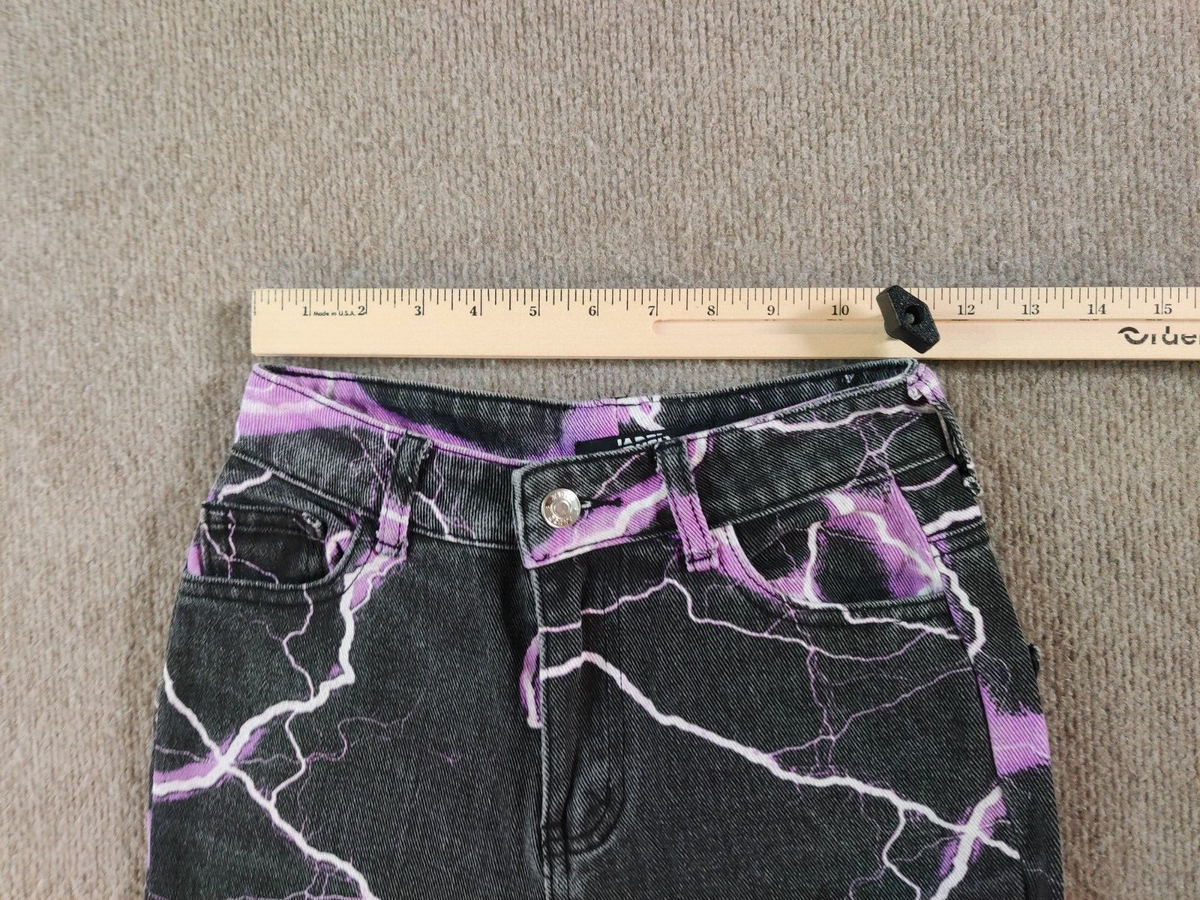 Jaded London Jeans 24 Black Purple Lightning Skate Boyfriend Fit
