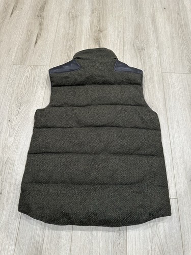 Orvis Mens Vest Size Medium Green Brown Wool Leather Trim Zip Snap - Picture 8 of 10