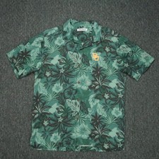 Baylor Bears Shirt Men Small Green Tommy Bahama Silk Floral Hawaiian Camp Button