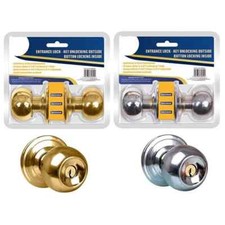 Door Knob Handle Entrance Lock Locking Key Steel Bathroom Bedroom + 3 Keys sale