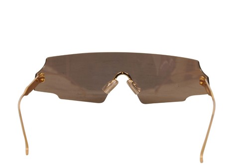 Fendi Women Shield Sunglasses Gold Mirror Rimless FF 0440/S 001K1 Sport Shades - Picture 4 of 9