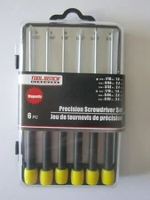Tool Bench Precision Screwdriver set 6 pieces (3 slotted +3 phillips) W/Case New