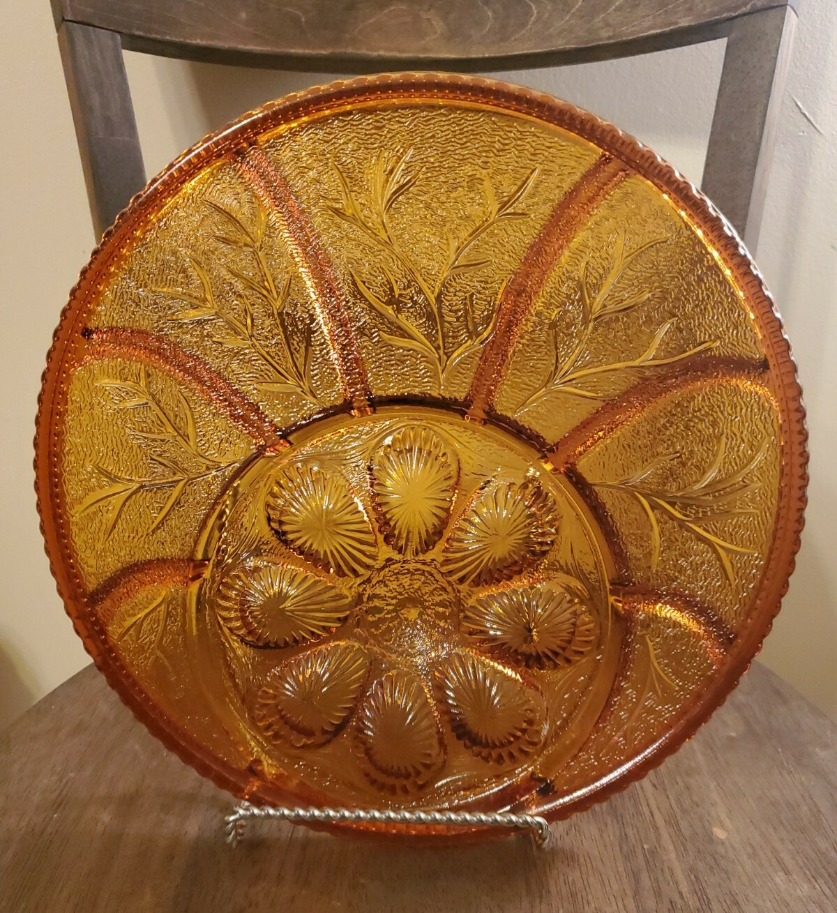 Vintage Indiana TIARA Glassware Amber Deviled Eggs Holiday Serving