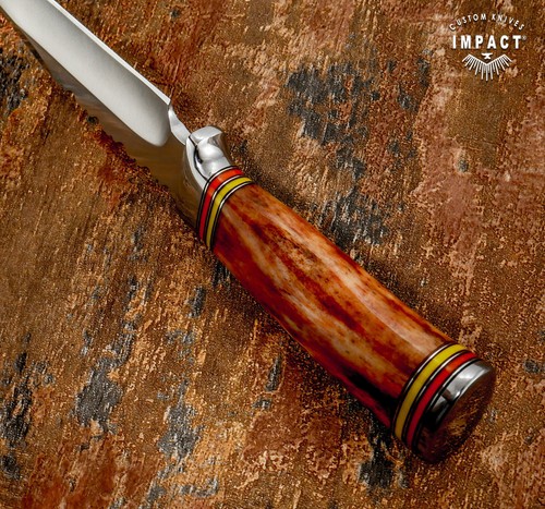 1-OF-A-KIND IMPACT CUTLERY CUSTOM D2 TOOL STEEL BOWIE KNIFE CAMEL BONE HANDLE - Picture 9 of 13