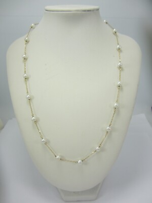 BEAUTIFUL LADIES 14K YELLOW GOLD PETER BRAMS PEARL (17'') CHAIN NECKLACE    4.8G
