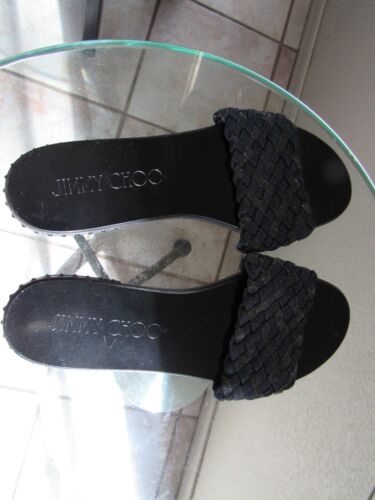 Sandali slip on Jimmy Choo donna tessuto blu navy glitter slide punta aperta taglia 37,5 - Foto 3 di 5