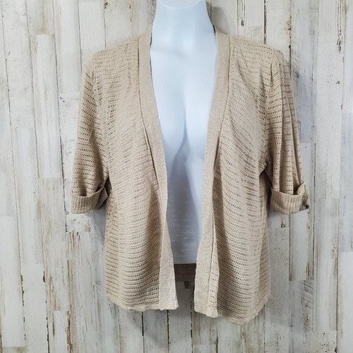 Croft u0026 Barrow Cardigan Sweater XL Tan Short Sleeve Lightweight Open Knit  K14 | eBay