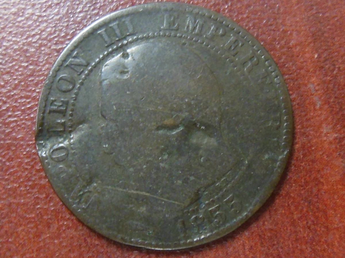 1855-K French Five (5) Centimes 
