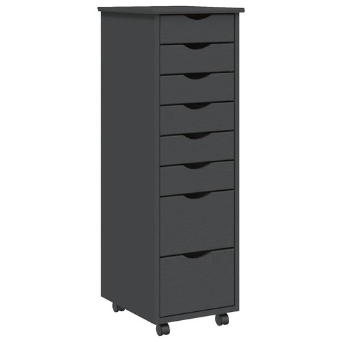 vidaXL Rolling Cabinet with Drawers MOSS Grey Solid Wood Pine - Picture 2 of 10