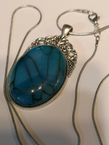 Silber 925 Halskette mit Edelstein Anhänger Achat. Zustand: Neu.