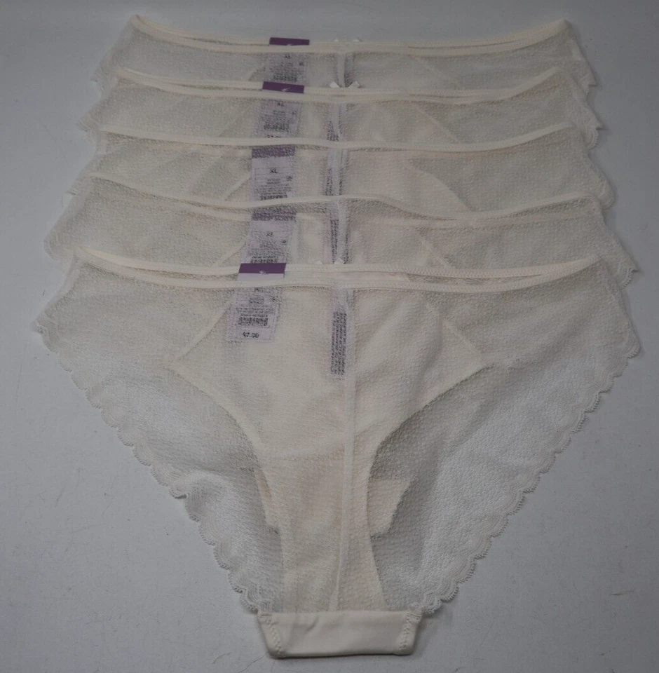 Bragas de bikini Auden XL CREMA SÓLIDO FRENTE ENCAJE TRASERO Y LATERALES Lote de 5 NUEVAS CON ETIQUETAS Foto 2 de 4