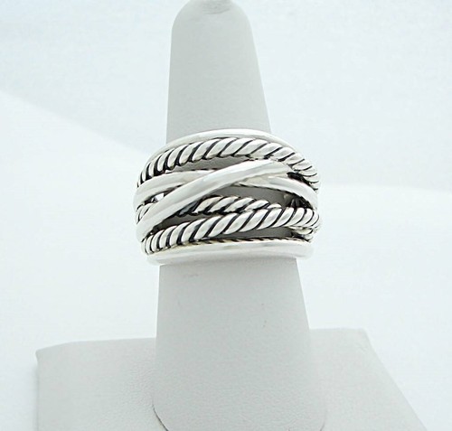DAVID YURMAN ANELLO INCROCIATO MULTI CAVO ARGENTO 17,5 MM