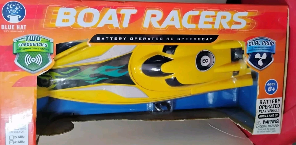Blue Hat Boat Racers Control Remoto Amarillo RC Doble Hélice Lancha Rápida NUEVA EN CAJA Foto 2 de 4
