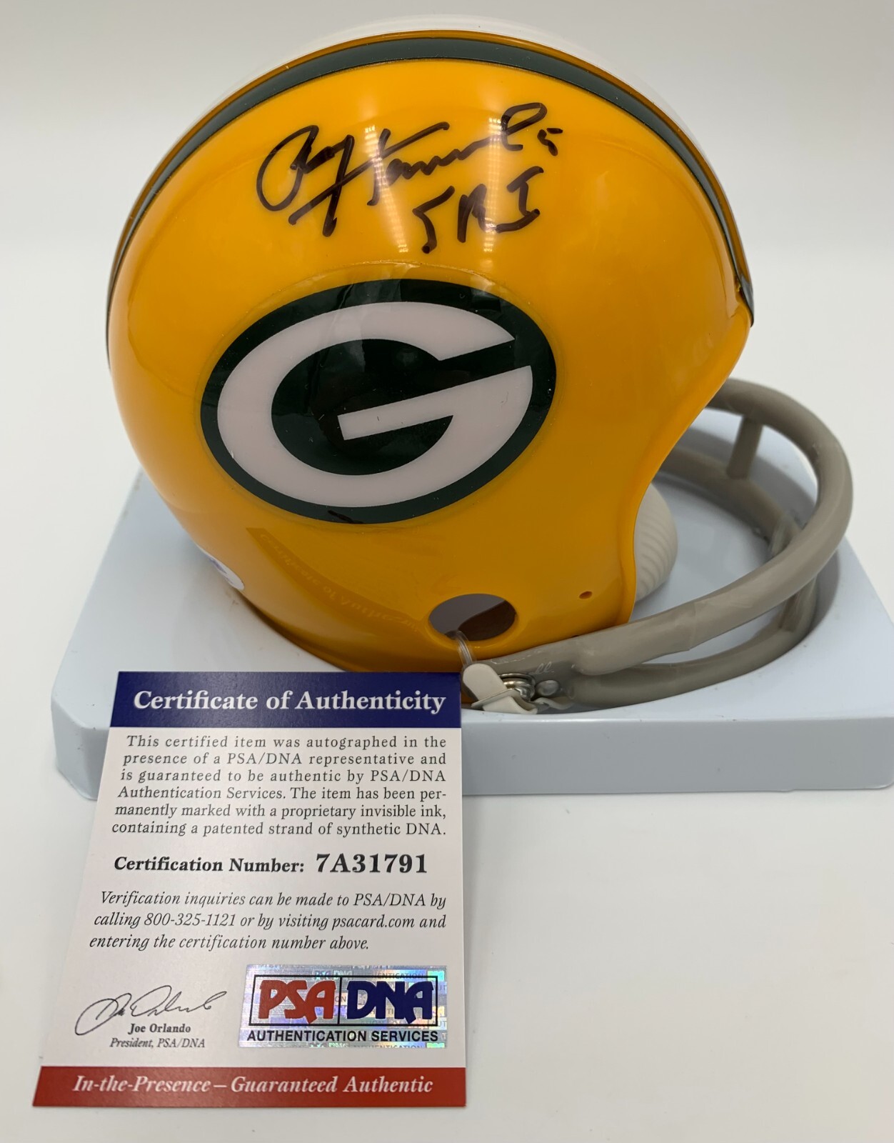 Paul Hornung Autographed Signed Green Bay Packers /auto'd T/B 2-Bar mini helmet w/SB I - PSA 