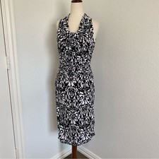 Wrap Front Black White Pattern Sleeveless VERSONA Dress Sexy Career SZ 4