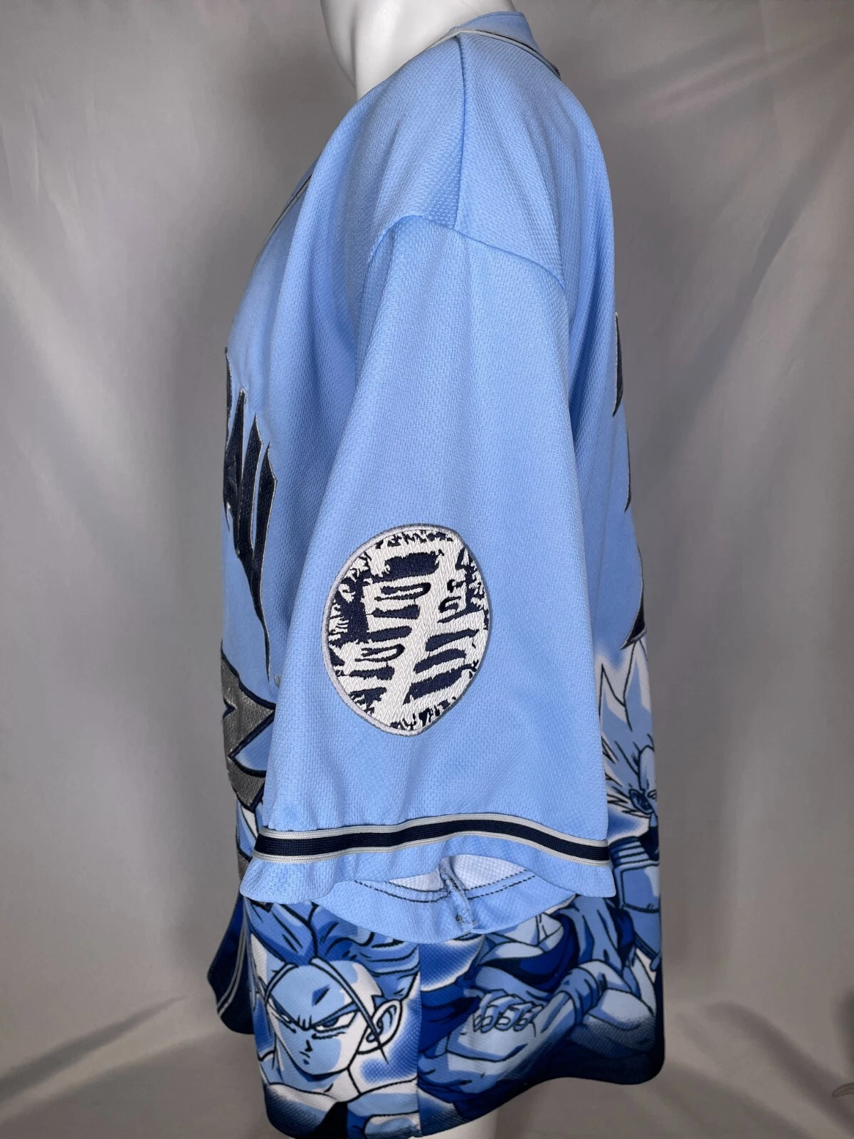 VTG 2001 Dragon Ball Z Funimation Production Blue Baseball Jersey