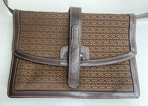 Vtg MARK CROSS Monogram Canvas Italian Brown Leather Crossbody Purse Rare Htf - Picture 12 of 21