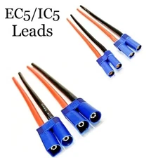 RCP EC5/IC5 Leads 10 awg wire 6" Length Male or Female 8 or 10 awg wire