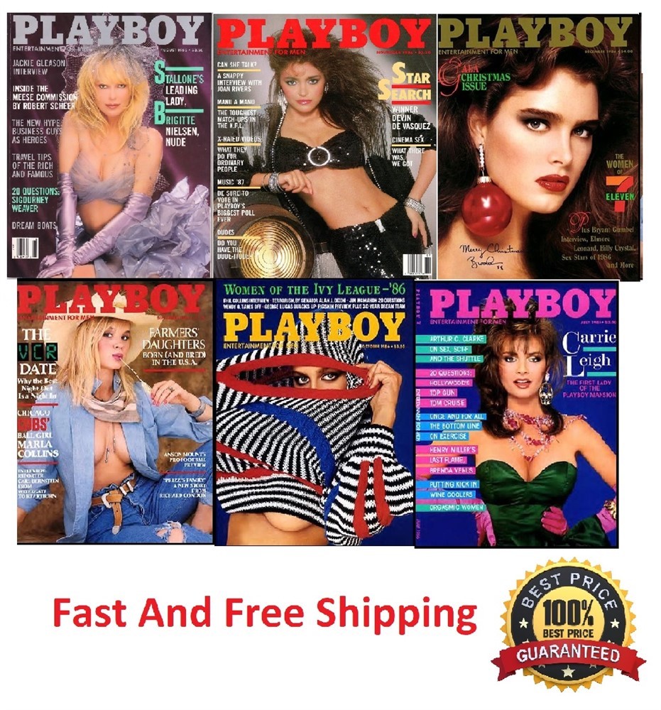 Vintage and Rare Playboy Magazine Year 1986 Half Year Set July to