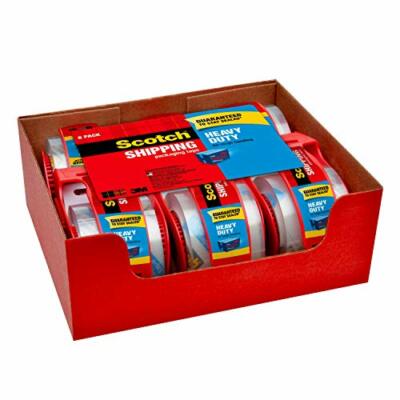 Scotch Heavy Duty Shipping Packaging Tape Clear 6 Rolls with Dispenser