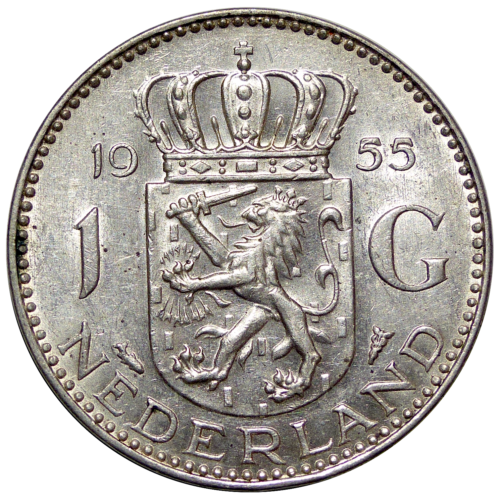 1955 NETHERLANDS 1 Gulden - Picture 1 of 2