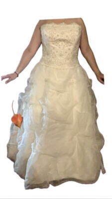 oleg cassini champagne dress OLEG CASSINI WEDDING DRESS Color Champagne White Size 16 *Fits S Like  10/12/14