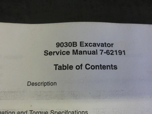 Case 9030B Excavator Repair Service Manual 7-62191 - Picture 3 of 10