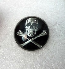 Unusual Domed Skull cross Bones Pin Badge Cabochon Biker Pirate