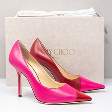 Jimmy Choo Love 100, Size 36 6 US Hot Pink Red Asymmetric Heels