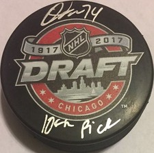 OWEN TIPPETT SIGNED 2017 NHL DRAFT PUCK W/ 10TH PICK FLORIDA PANTHERS AUTOGRAPH