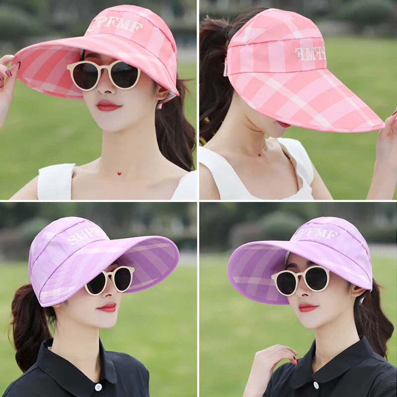 Summer Women Travel Beach Sun Visor Fashion Anti-UV Foldable Sun Hat Cap  Top