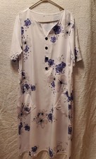 Woman XL Full Length Dress Caftan Lounger Feminine Hawaii Tropical Tiki Pockets