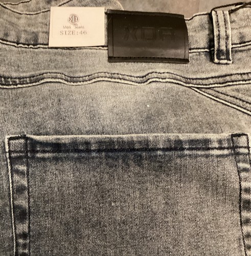XOA Xtra Ordinaire Apparel Blue Cargo Denim Jeans Paint Splat Buckle Sz 46 NWT - Picture 4 of 7