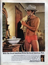 1981 BVD Hip Grip Underwear PRINT AD Cowboy S...