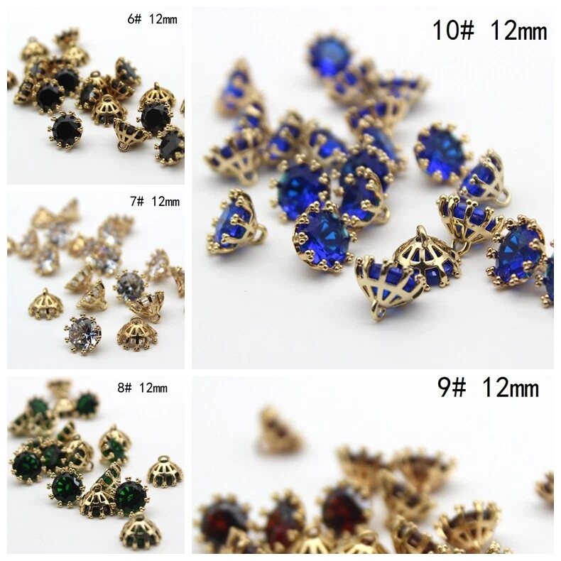 10pcs Rhinestone Button Beads Alloy Diamante Shank Crystal Bling Wedding Sewing - Image 3 of 4