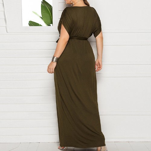 US Women Plain V Neck Maxi Dress Wedding Ladies Evening Party Dresses Plus Size - Photo 8/19