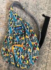 KAVU Mini Rope Sling Pack Backpack Cross Body Bag Geometric Colorful Canvas