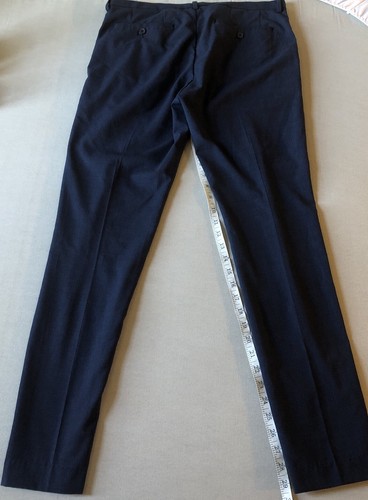 H&M Mens 33R Slim Straight Dress Pants Navy Blue Pockets Flat Front 30 Inseam - Picture 9 of 10