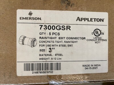 (5 Pack) Appleton 7300GSR, EMT Compression Connectors, Concrete-Tight ...