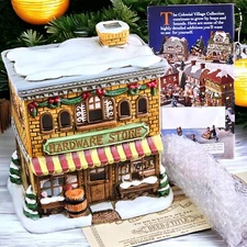 VTG Lefton Colonial Christmas Village Hardware Store Lighted Porcelain 07340