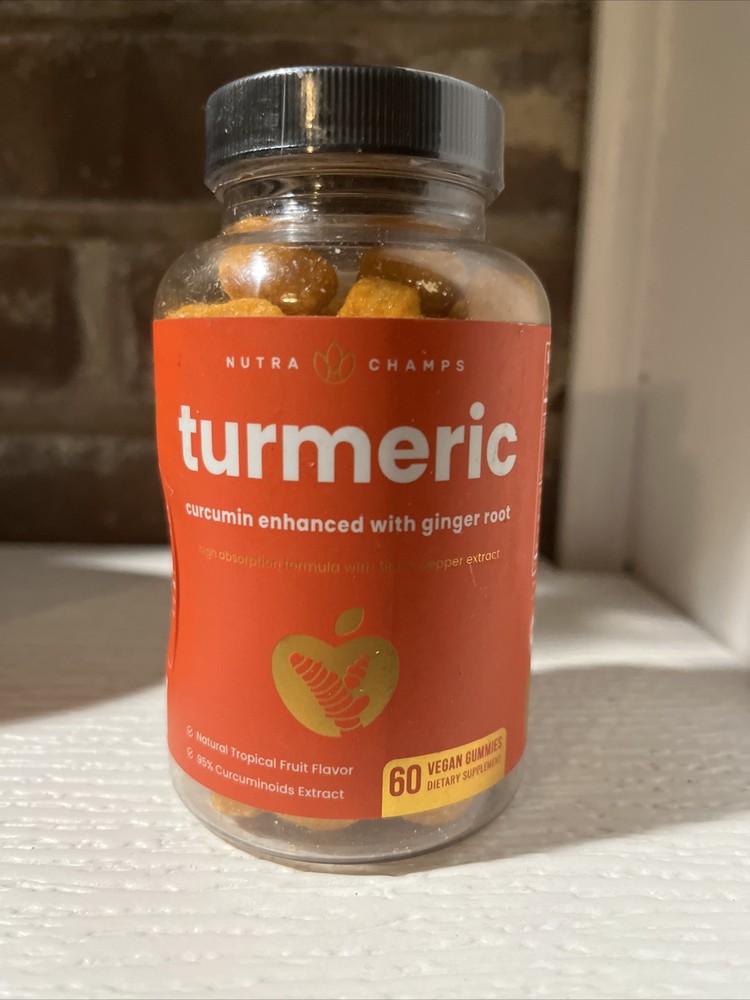 Turmeric, NUTRA CHAMPS Natural Tropical Fruit, 60 Vegan Gummies Exp 7/25