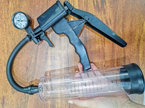 Male Vacuum Pistol Grip Penis Pump with Gauge Dount Graduated Cylinder Enlarger - Picture 25 of 31