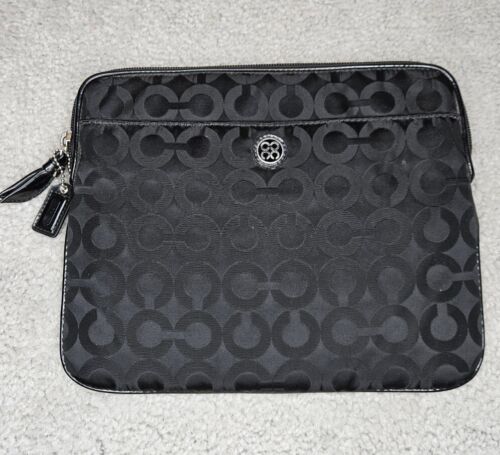 Coach Tablet Cover Black Signature iPad Sleeve Case Sateen Hang Tag - Picture 1 of 6